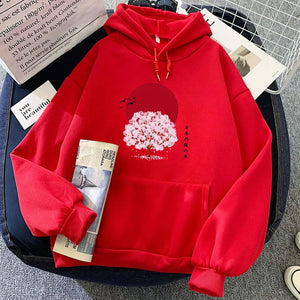 Sakura Tree Blood Red Moon Unisex Hoodie-Kawaii Dream