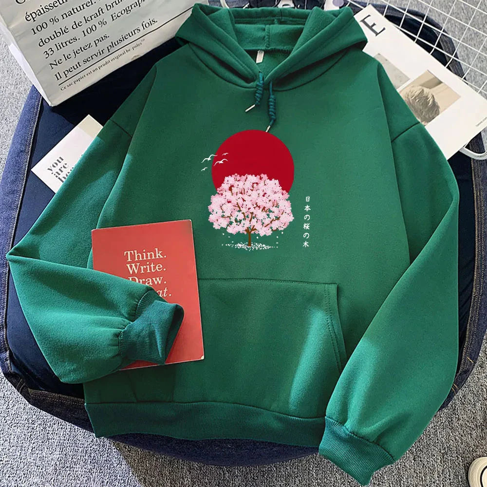 Sakura Tree Blood Red Moon Unisex Hoodie-Kawaii Dream