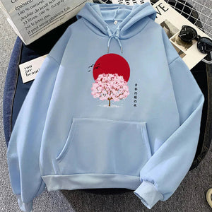 Sakura Tree Blood Red Moon Unisex Hoodie-Kawaii Dream