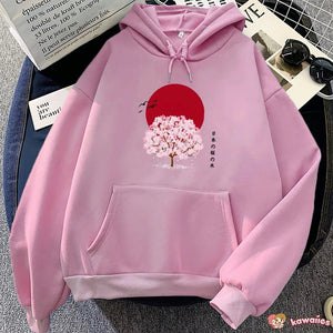 Sakura Tree Blood Red Moon Unisex Hoodie-Kawaii Dream