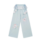 Pink Puppy Lace Wide Leg Sweatpants