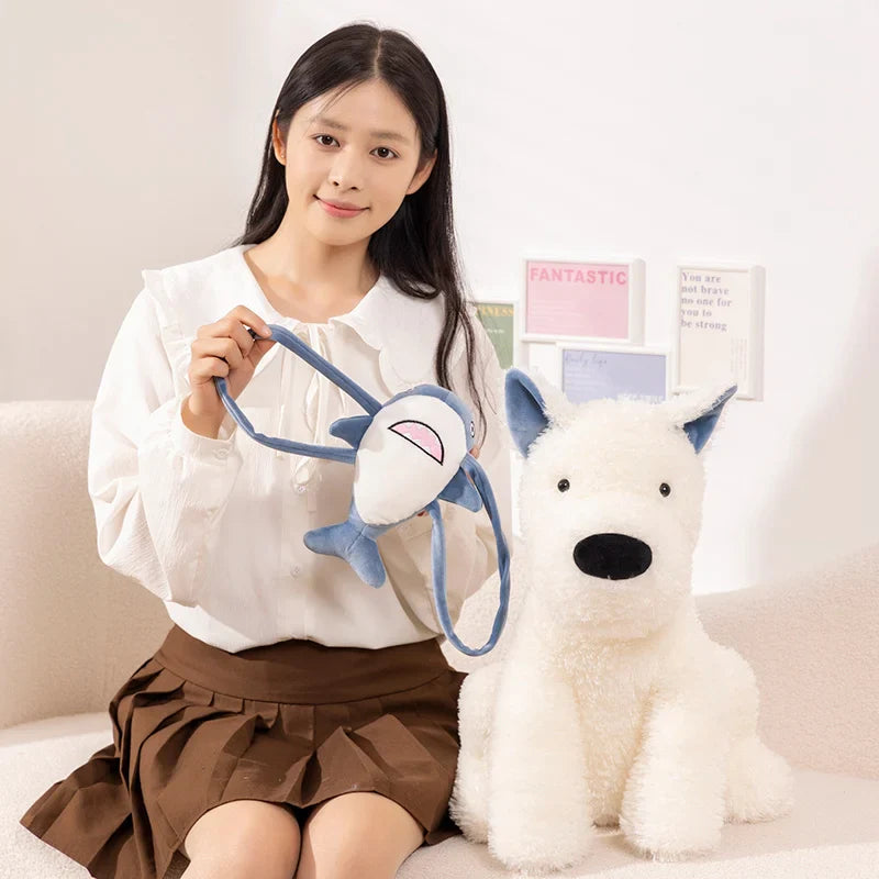 Schnauzer Dog With Shark Bag Plush-Kawaii Dream