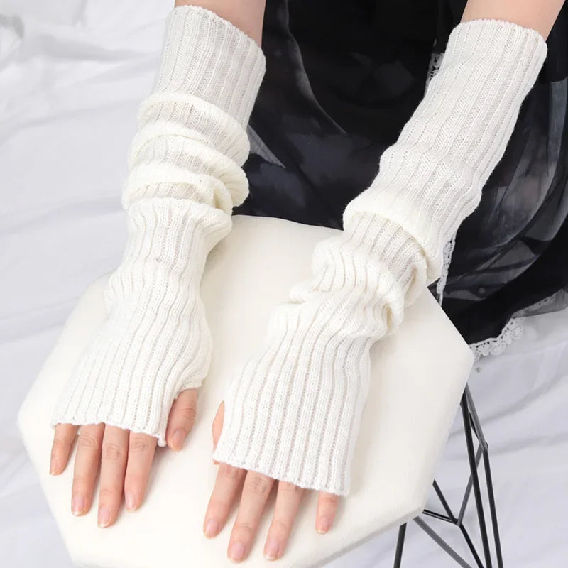 Knit Lolita Fingerless Arm Warmer Gloves