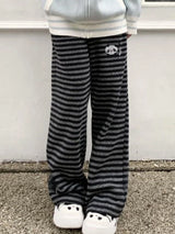 Kawaii Panda Stripe Wide Leg Pants