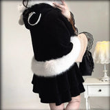 Sweet Lolita Bow Furry Hooded Cloak Coat