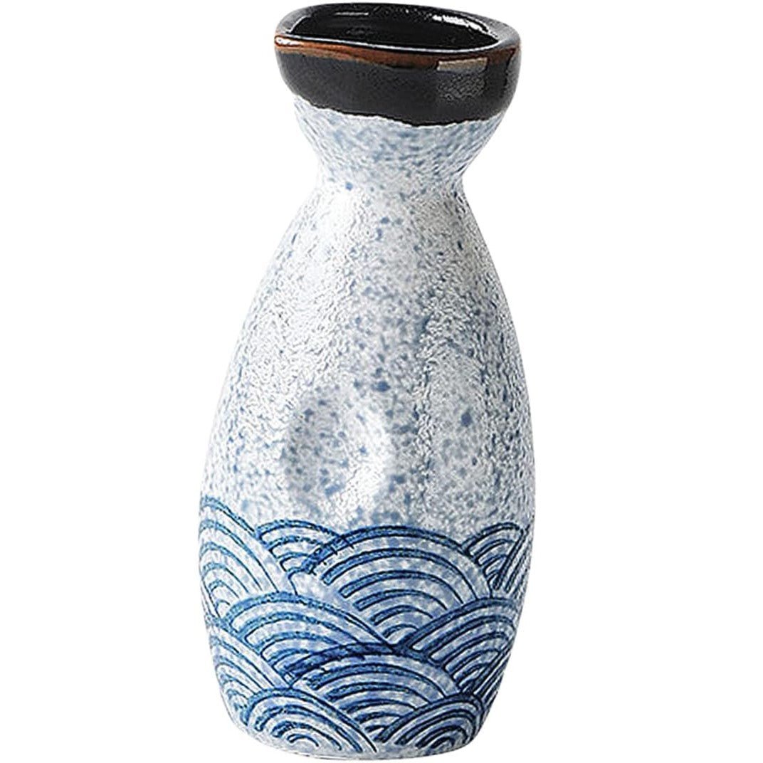 Seigaiha Sea Blue Japanese Ceramic Sake Set-Kawaii Dream