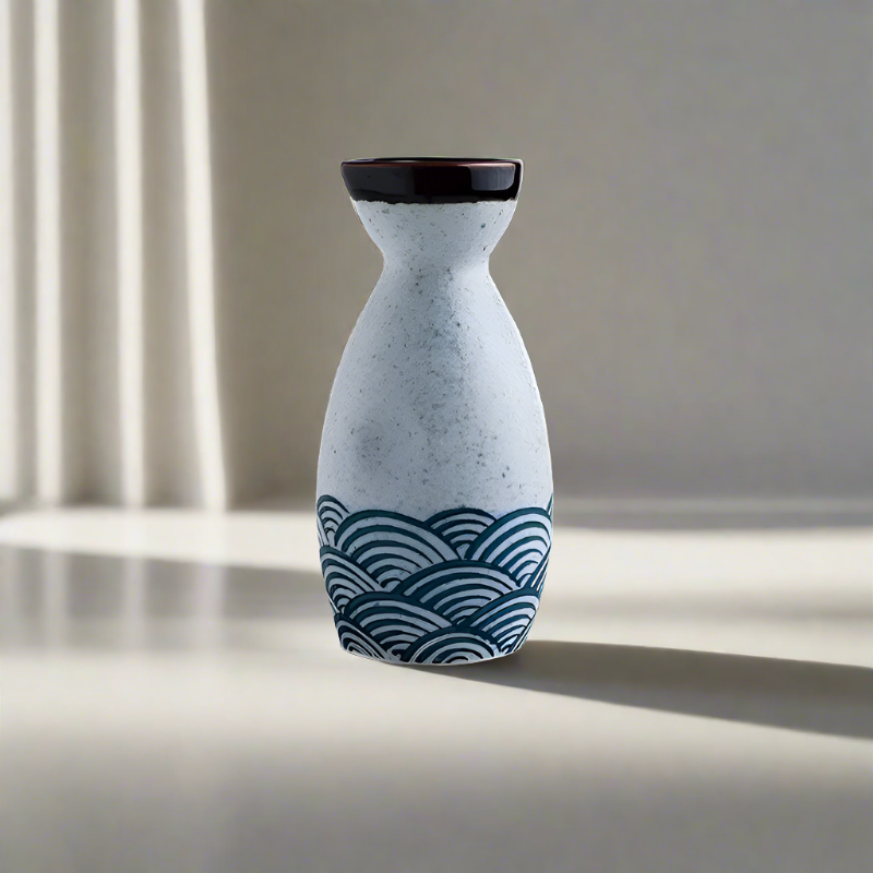 Seigaiha Sea Blue Japanese Ceramic Sake Set-Kawaii Dream