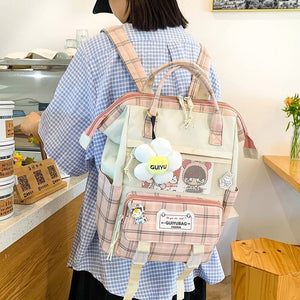 Set of 5 Kawaii Plaid Backpack Bag Collection-Kawaii Dream
