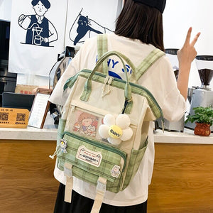 Set of 5 Kawaii Plaid Backpack Bag Collection-Kawaii Dream