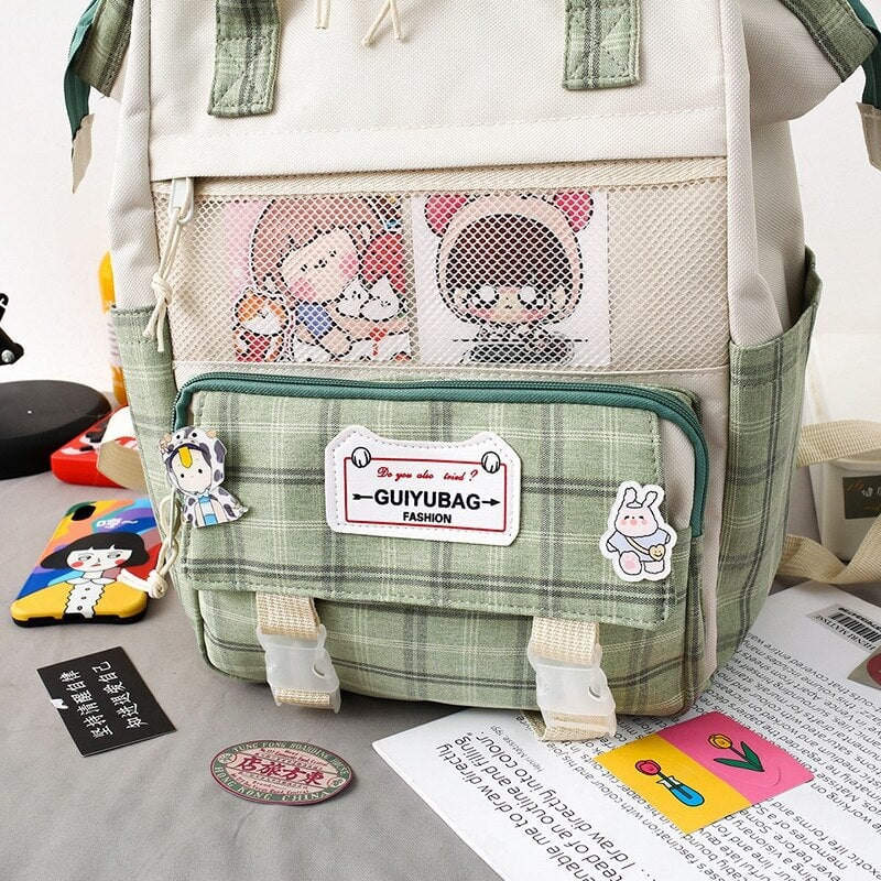 Set of 5 Kawaii Plaid Backpack Bag Collection-Kawaii Dream