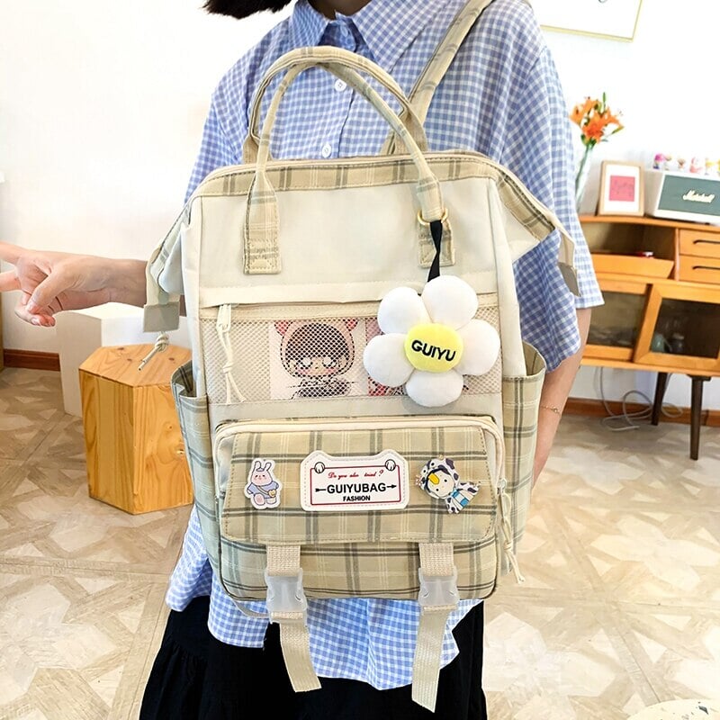 Set of 5 Kawaii Plaid Backpack Bag Collection-Kawaii Dream