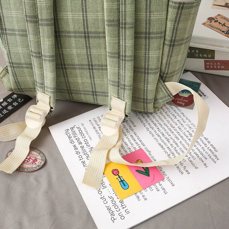 Set of 5 Kawaii Plaid Backpack Bag Collection-Kawaii Dream