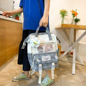 Set of 5 Kawaii Plaid Backpack Bag Collection-Kawaii Dream