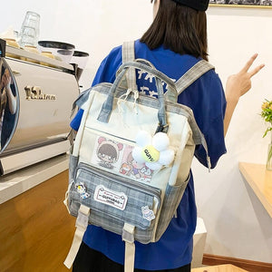 Set of 5 Kawaii Plaid Backpack Bag Collection-Kawaii Dream