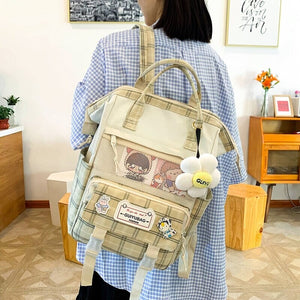 Set of 5 Kawaii Plaid Backpack Bag Collection-Kawaii Dream