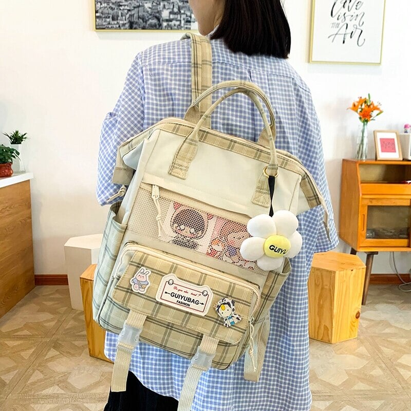 Set of 5 Kawaii Plaid Backpack Bag Collection-Kawaii Dream