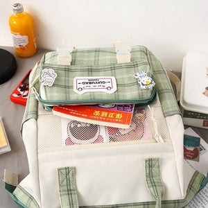 Set of 5 Kawaii Plaid Backpack Bag Collection-Kawaii Dream