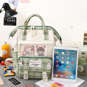 Set of 5 Kawaii Plaid Backpack Bag Collection-Kawaii Dream
