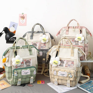 Set of 5 Kawaii Plaid Backpack Bag Collection-Kawaii Dream