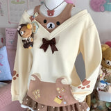 Kawaii Bear Bow Off-Shoulder Tee