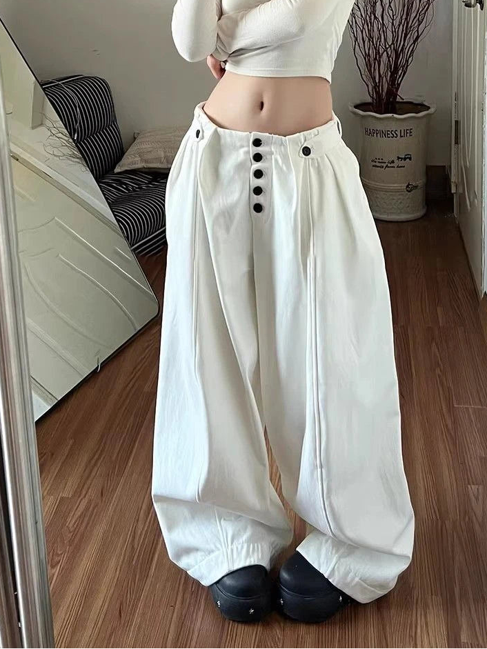 Harajuku Wide Leg Button Fly Pants
