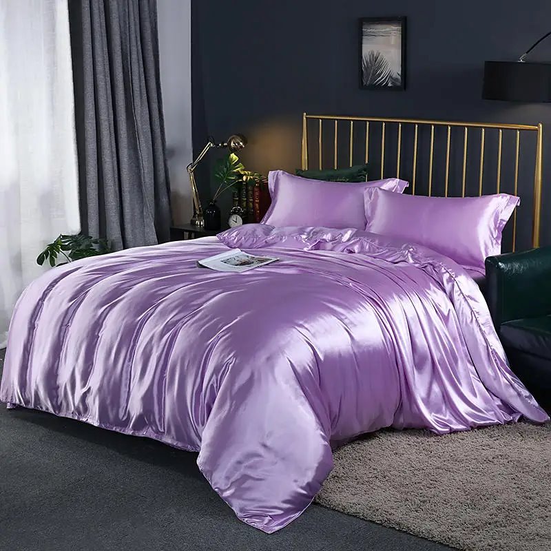 Shades of Purple Mulberry Silk Bedding Set-Kawaii Dream