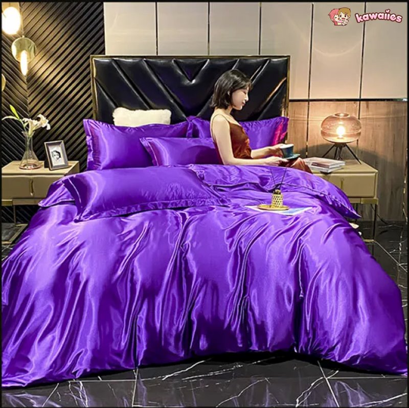 Shades of Purple Mulberry Silk Bedding Set-Kawaii Dream
