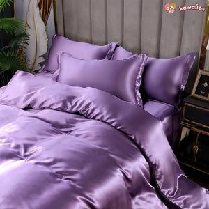 Shades of Purple Mulberry Silk Bedding Set-Kawaii Dream