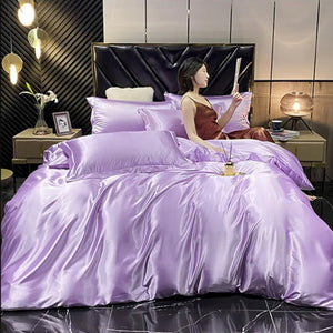 Shades of Purple Mulberry Silk Bedding Set-Kawaii Dream