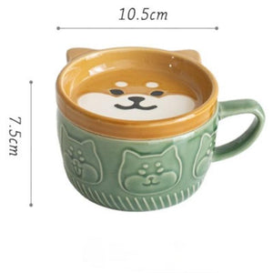 Shiba and Panda Mug with Coaster-Kawaii Dream