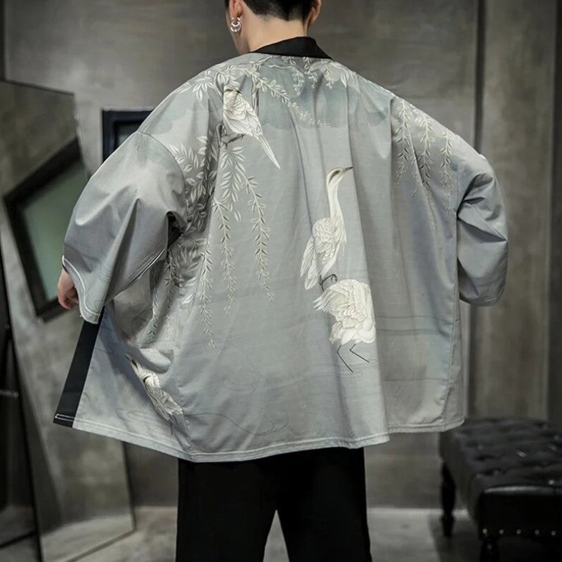 Silver Crane and Martial Art Wu Men Kimono-Kawaii Dream
