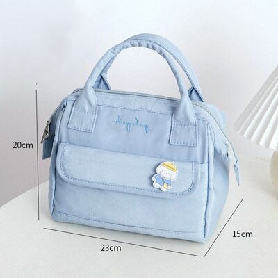 Simple Pink Blue Green Waterproof Lunch Bag-Kawaii Dream