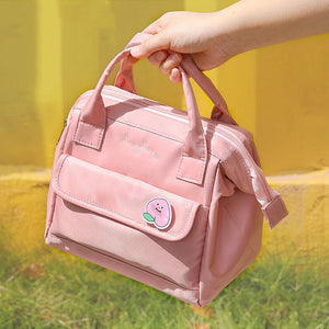 Simple Pink Blue Green Waterproof Lunch Bag-Kawaii Dream