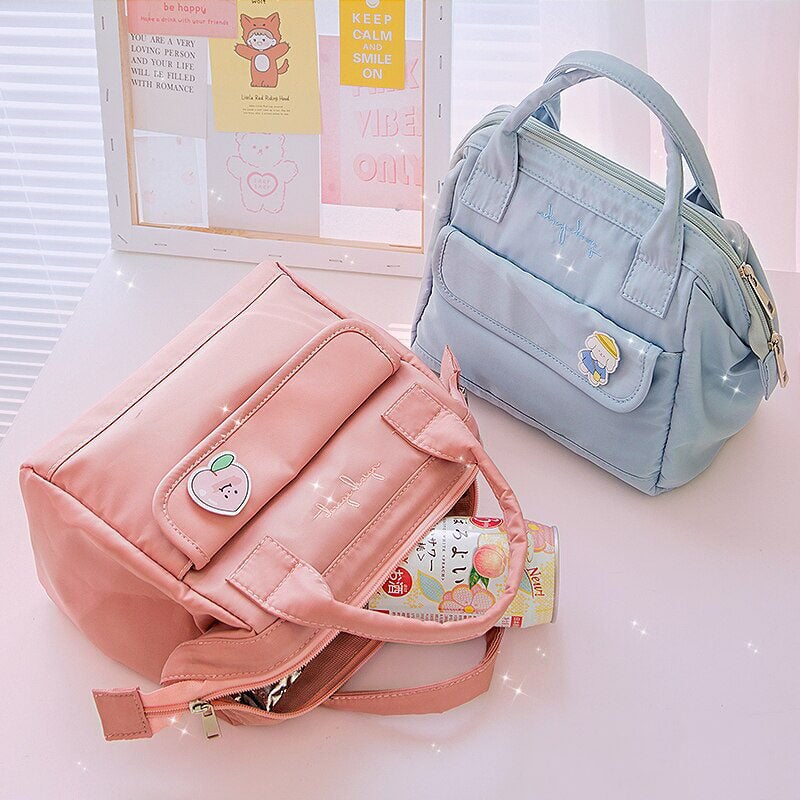 Simple Pink Blue Green Waterproof Lunch Bag-Kawaii Dream
