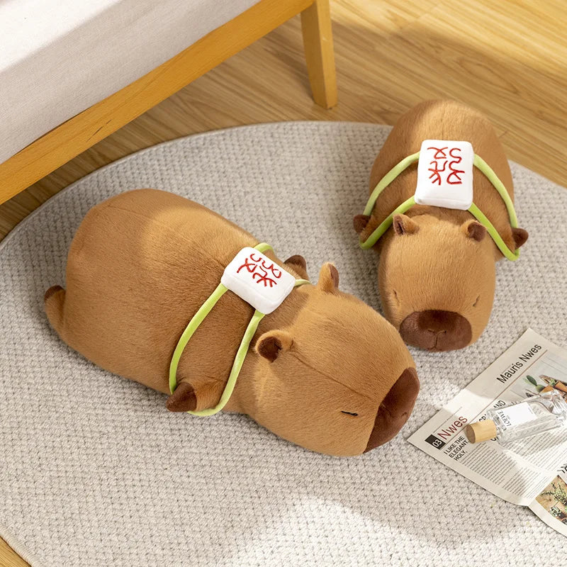 Sleepy Capybara with Mahjong Backpack Plushie-Kawaii Dream