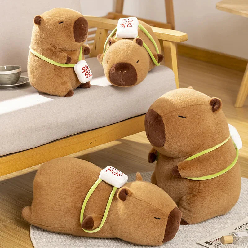 Sleepy Capybara with Mahjong Backpack Plushie-Kawaii Dream