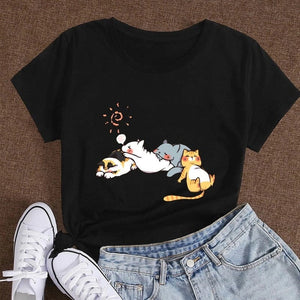 Sleepy Cats Short Sleeve Women's Tee-Kawaii Dream