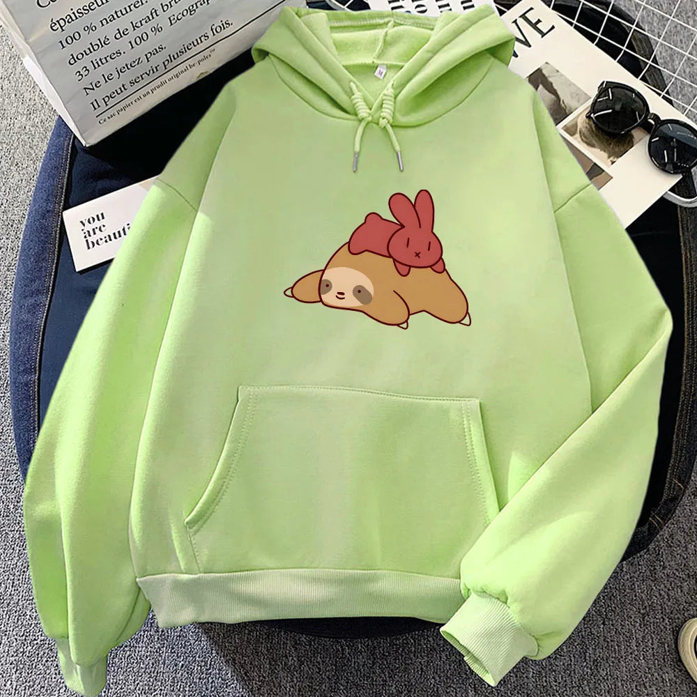 Sleepy Sloth Red Bunny Unisex Hoodie-Kawaii Dream