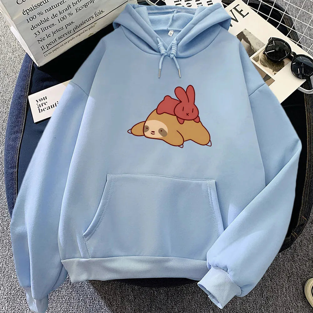 Sleepy Sloth Red Bunny Unisex Hoodie-Kawaii Dream