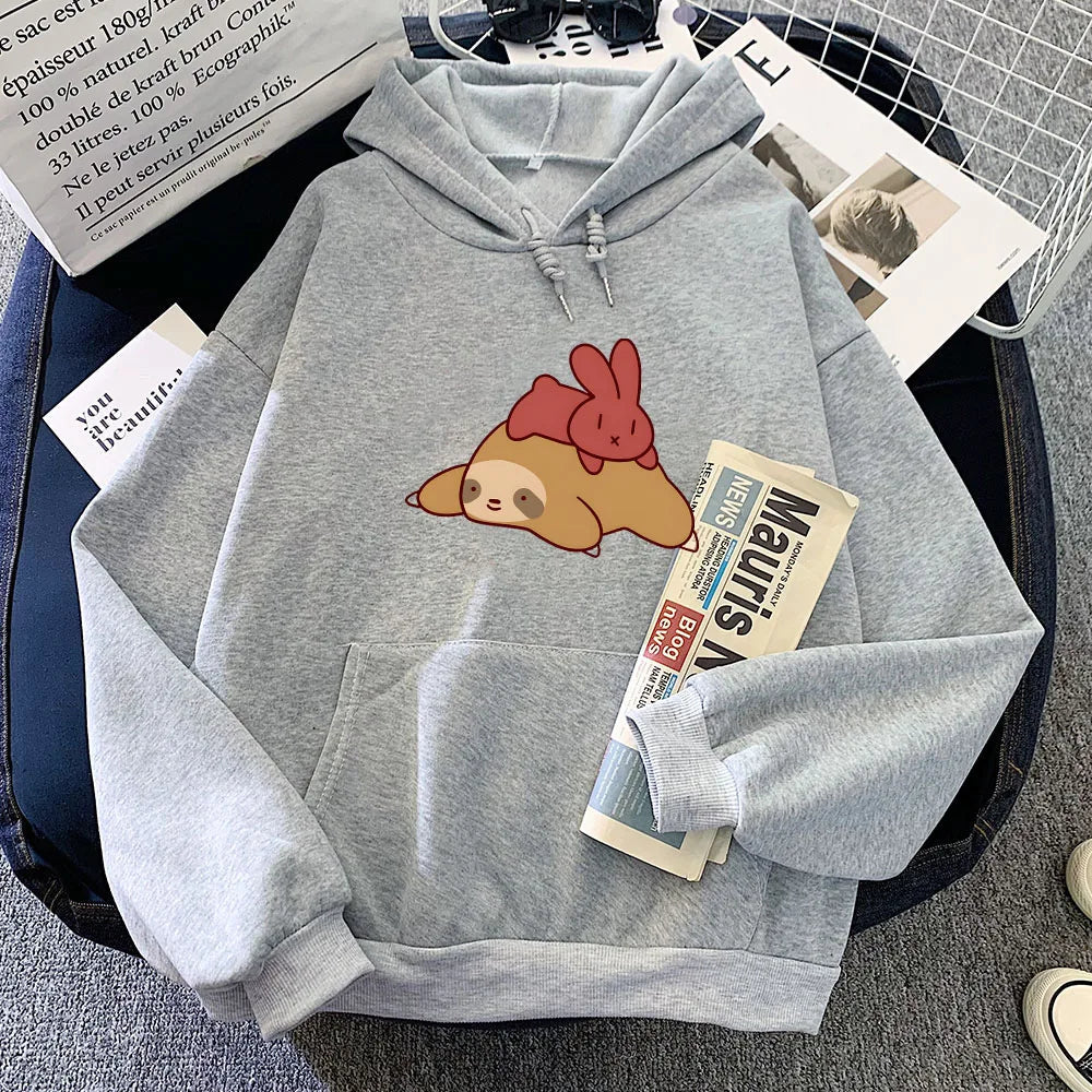 Sleepy Sloth Red Bunny Unisex Hoodie-Kawaii Dream