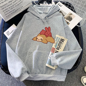 Sleepy Sloth Red Bunny Unisex Hoodie-Kawaii Dream