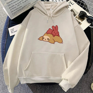 Sleepy Sloth Red Bunny Unisex Hoodie-Kawaii Dream