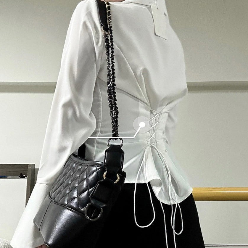 Slim Waist Chiffon Flared Shirt-Kawaii Dream