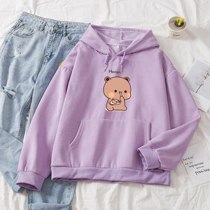Snacking Teddy Bear Hoodies-Kawaii Dream