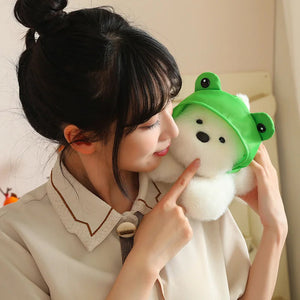 Snowy the White Maltese Plushie with Frog Hat-Kawaii Dream