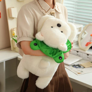 Snowy the White Maltese Plushie with Frog Hat-Kawaii Dream