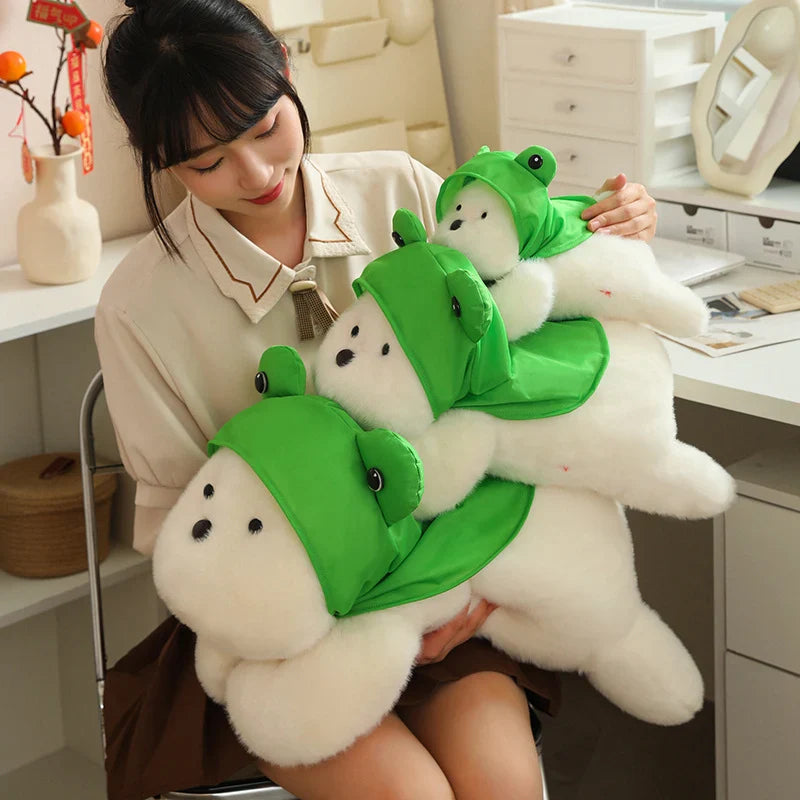 Snowy the White Maltese Plushie with Frog Hat-Kawaii Dream