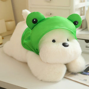 Snowy the White Maltese Plushie with Frog Hat-Kawaii Dream