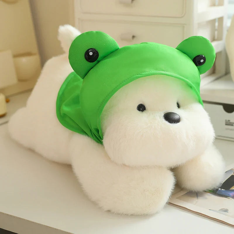 Snowy the White Maltese Plushie with Frog Hat-Kawaii Dream