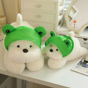 Snowy the White Maltese Plushie with Frog Hat-Kawaii Dream